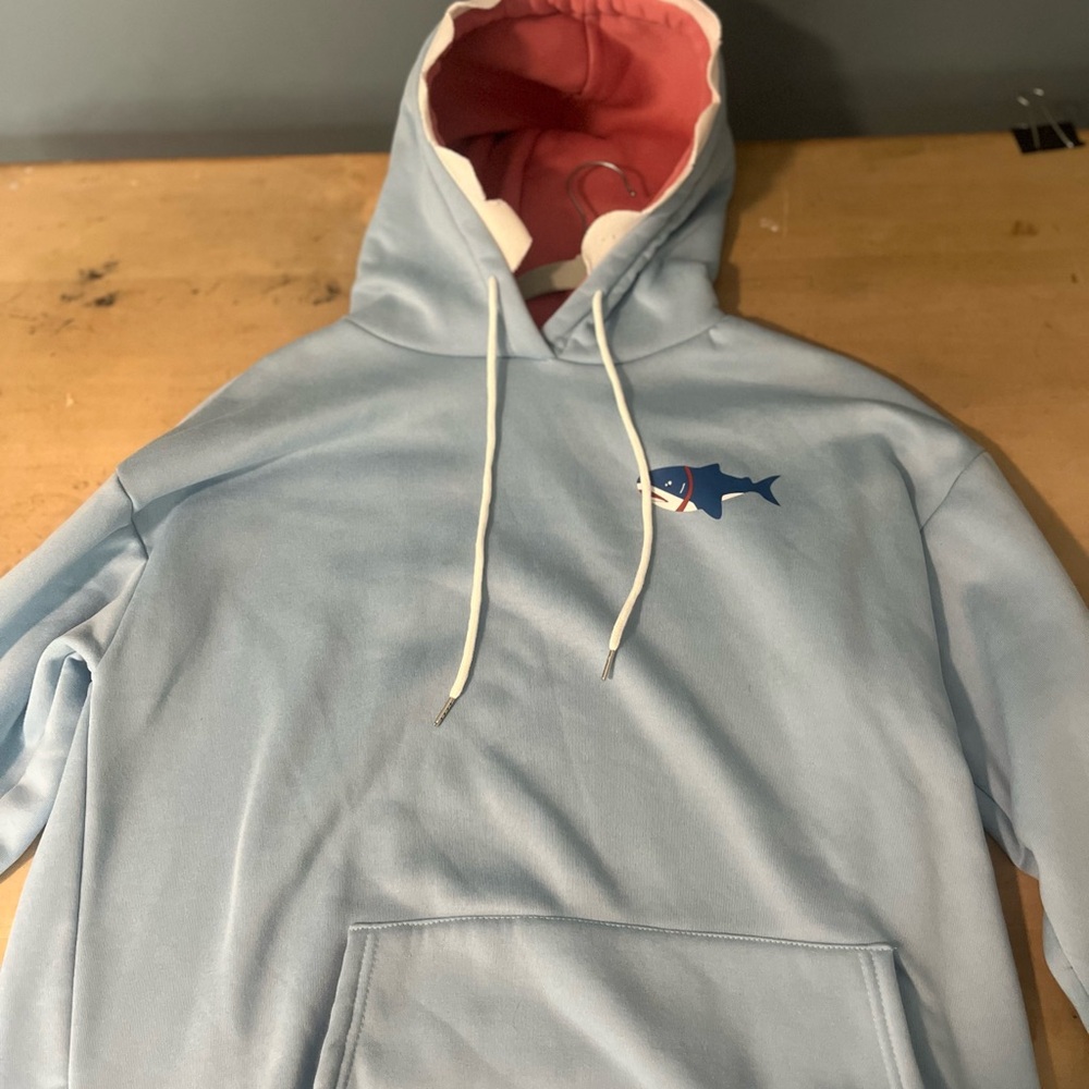 Light Blue Hoodie with Shark Logo